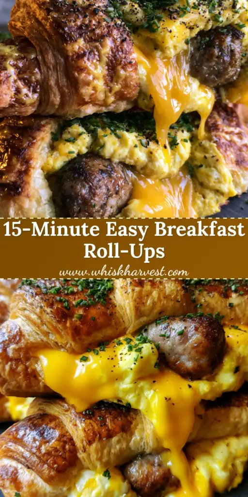 A stack of golden-brown Sausage Egg and Cheese Roll-Ups on a dark slate board, featuring flaky crescent pastry and fresh chives.
