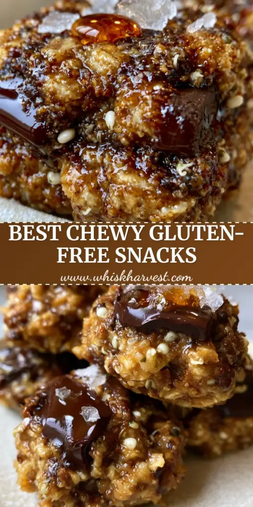 A cluster of chewy energy bites featuring dark chocolate chunks, amber honey drizzle, and sea salt flakes. (gluten-free snack recipes)