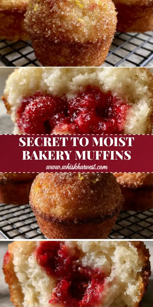 A stack of high-domed raspberry lemon ricotta muffins with a sparkling sugar crust on a black wire rack.