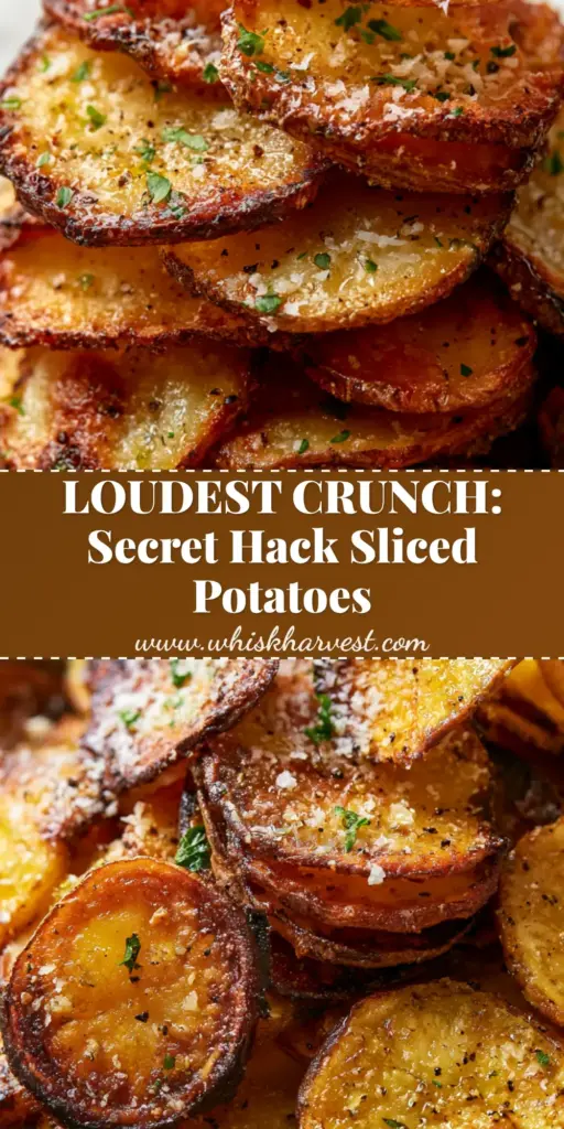 Crispy Sliced Potatoes with Garlic Butter and Fluffy Parmesan 3 A towering stack of crispy sliced potatoes with jagged golden edges and fluffy parmesan cheese. (crispy sliced potatoes)