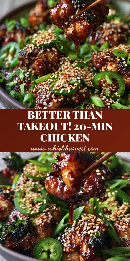 Asian Jalapeno Chicken with a Sticky Honey Soy Glaze 3 A close-up shot of Asian Jalapeno Chicken in a dark bowl with a glistening honey-soy glaze and fresh jalapeño rounds.