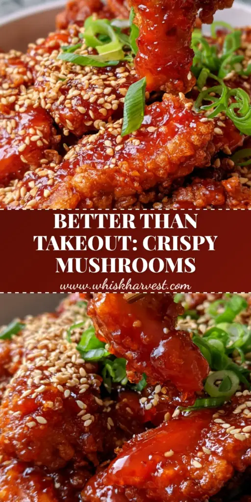Sweet and Sour Mushroom Recipe: The Ultimate Double-Fried Crispy Oyster Mushrooms 3 A dark ceramic bowl filled with extra crispy sweet and sour mushrooms featuring a craggy golden-brown batter and glossy ruby-red glaze. (sweet and sour mushroom recipe)